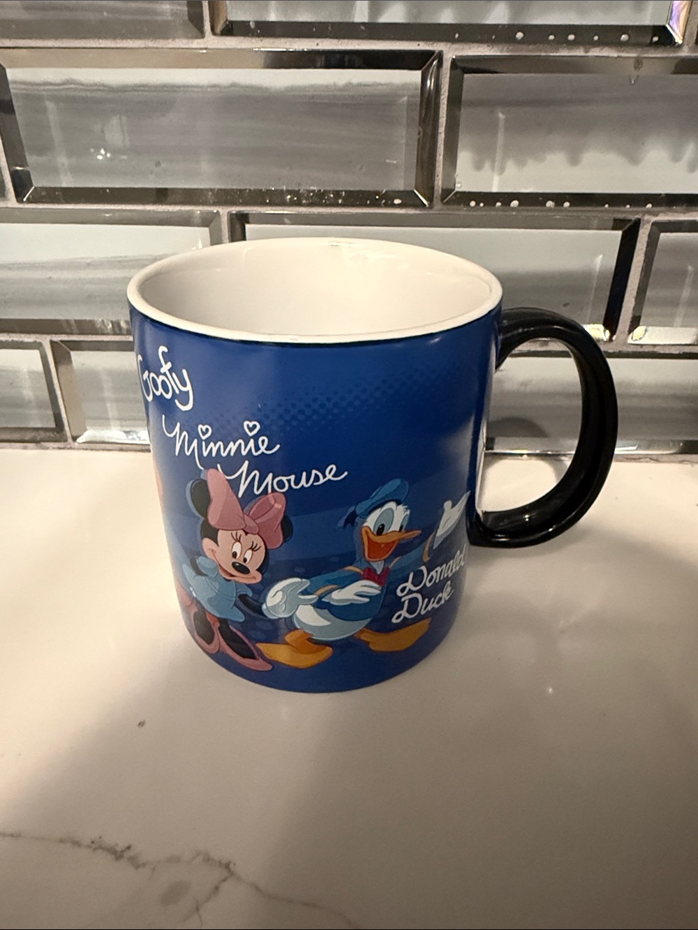 Disney Blue Minnie Mouse & Donald Duck Mug with Black Handle